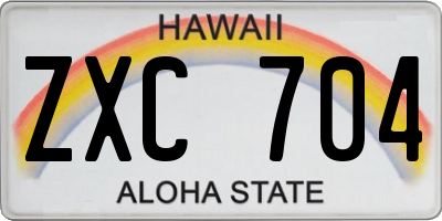 HI license plate ZXC704