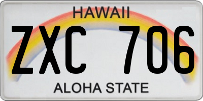 HI license plate ZXC706