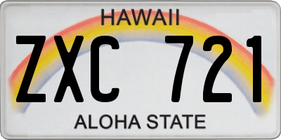 HI license plate ZXC721