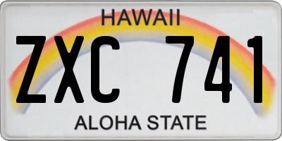 HI license plate ZXC741