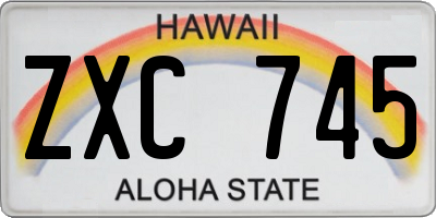HI license plate ZXC745