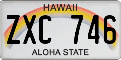 HI license plate ZXC746