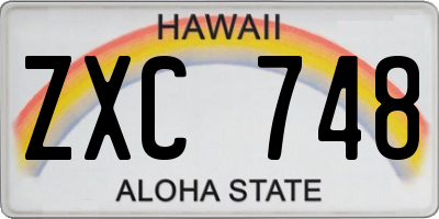 HI license plate ZXC748