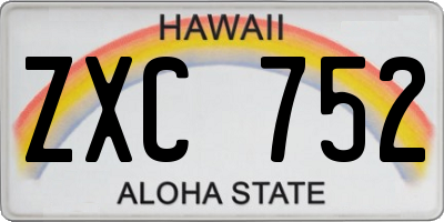 HI license plate ZXC752
