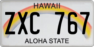 HI license plate ZXC767