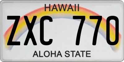 HI license plate ZXC770