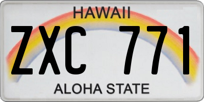 HI license plate ZXC771