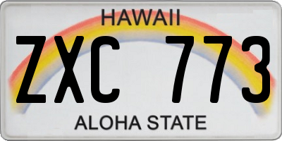 HI license plate ZXC773