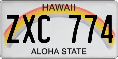 HI license plate ZXC774