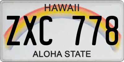 HI license plate ZXC778