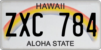 HI license plate ZXC784