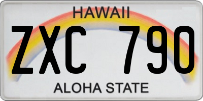 HI license plate ZXC790