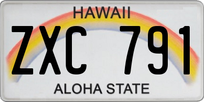 HI license plate ZXC791