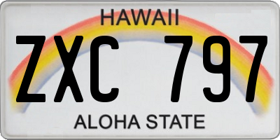 HI license plate ZXC797