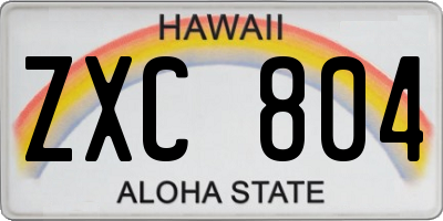 HI license plate ZXC804