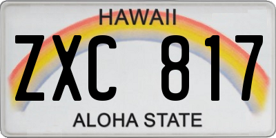 HI license plate ZXC817