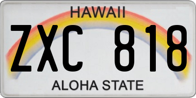HI license plate ZXC818