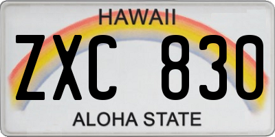 HI license plate ZXC830