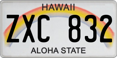 HI license plate ZXC832