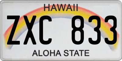 HI license plate ZXC833