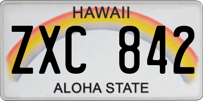HI license plate ZXC842