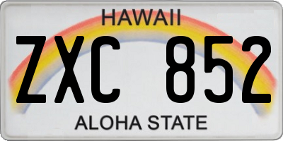 HI license plate ZXC852