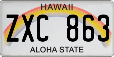 HI license plate ZXC863