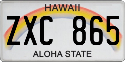 HI license plate ZXC865