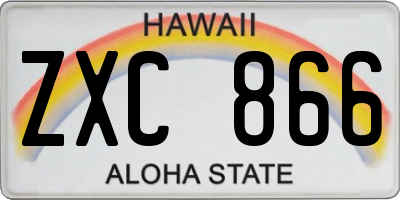 HI license plate ZXC866