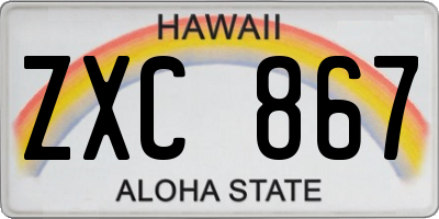 HI license plate ZXC867