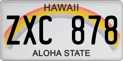 HI license plate ZXC878