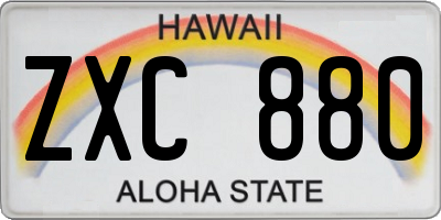 HI license plate ZXC880