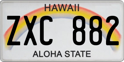 HI license plate ZXC882