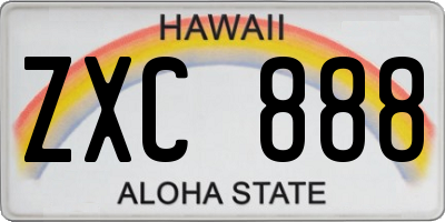 HI license plate ZXC888
