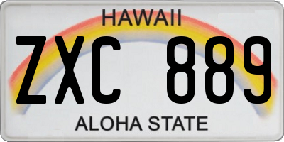 HI license plate ZXC889