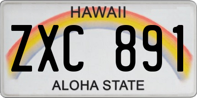 HI license plate ZXC891