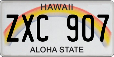 HI license plate ZXC907