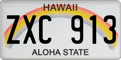 HI license plate ZXC913