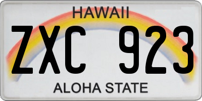 HI license plate ZXC923