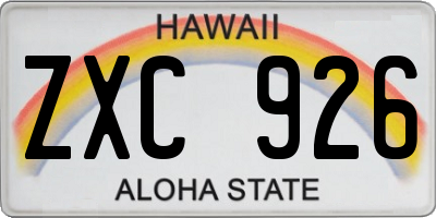 HI license plate ZXC926