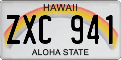 HI license plate ZXC941