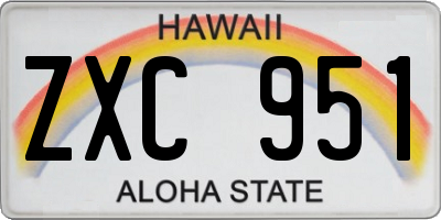 HI license plate ZXC951