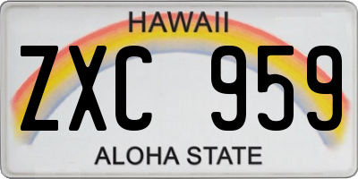 HI license plate ZXC959