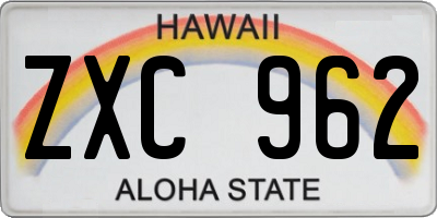 HI license plate ZXC962