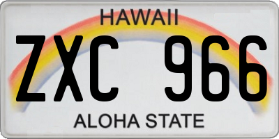 HI license plate ZXC966