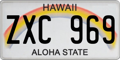 HI license plate ZXC969