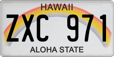 HI license plate ZXC971