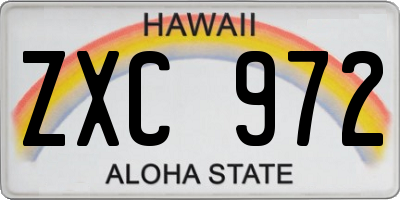HI license plate ZXC972