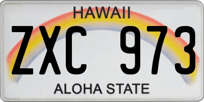 HI license plate ZXC973