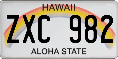 HI license plate ZXC982